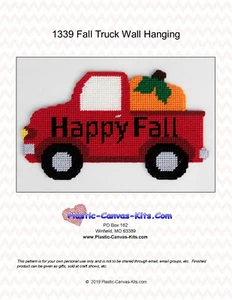 Fall Truck Wall Hanging-Plastic Canvas Pattern or Kit - Imagen 1 de 1