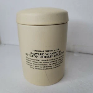 Vtg Ironstone Tuxford & Tebbutt Stilton Cheese Storage Container w Lid 5 x 3.5" - Picture 1 of 8