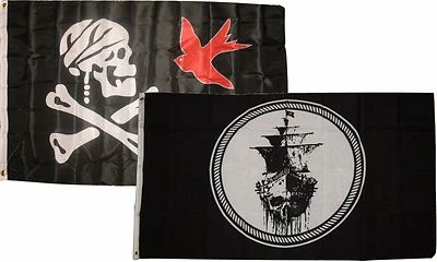 3x5 3'x5' Wholesale Combo Jolly Roger Pirate Jack Sparrow Black Pearl Flags Flag - Image 1 of 2