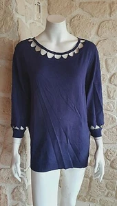 Pull fin bleu neuf taille 5 marque Félino étiqueté 55€ (mer) - Picture 1 of 4