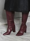 Womens Leather Knee High Boots Croc Reptile BCBG Baylee Red Berry Maroon Sz 11