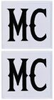 Black on White MC Motorcycle Club Patch | 2PC iron on or Sew on  2.5"x2"