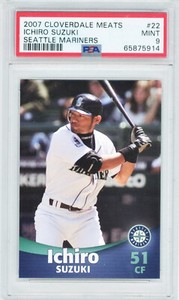 ICHIRO SUZUKI PSA 9 Mint 2007 Mariners Cloverdale Meats #22--ONLY 1 GRADED