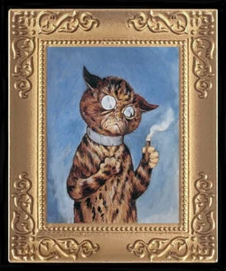 Dumme Zigarre rauchende Katze Miniatur Puppenhaus Kunst Bild 8464 - Bild 1 von 1