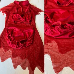 Kelle solo red 3 piece mesh sheer dress leotard Dance Costume MC-Medium child - Picture 1 of 9