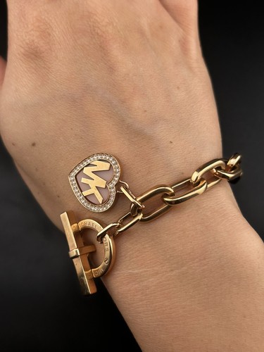 Bracciale Michael Kors catena cuore oro rosa a levetta