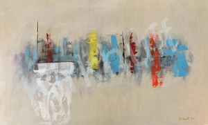 Worry Dolls: Original Abstract Art Acrylic Painting On Canvas 30”x48” - Picture 1 of 2