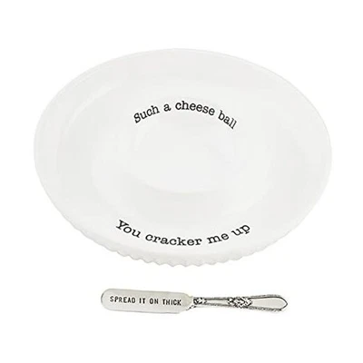  Juego de platos Circa Cheese Ball, blanco, plato 1 1/2" x 9 1/2" diámetro | esparcidor 5 1/2"  Foto 1 de 4