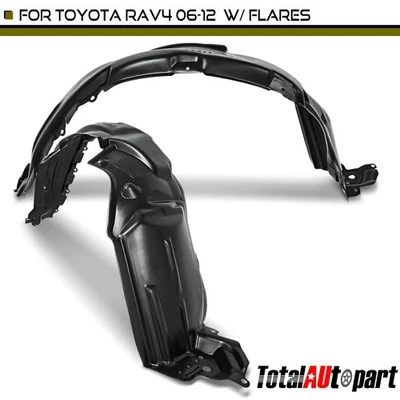2 peças forros internos para-lama protetor contra respingos para Toyota RAV4 06-12 com alargadores frontais - Imagem 1 de 4