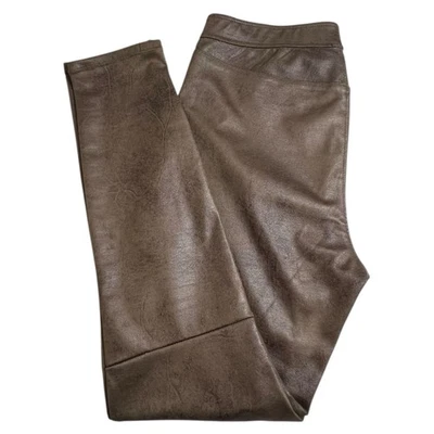 Free People Womens 10 Brown Faux Leather Mid Rise Pull On Skinny Pants - Image 1 of 4
