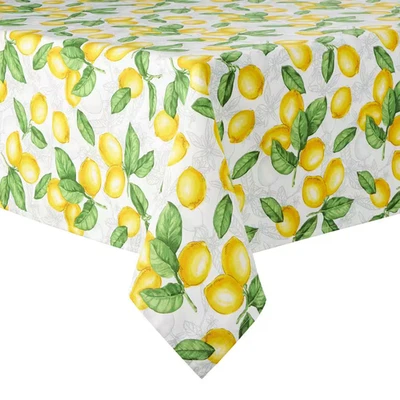 Lots of Lemons 102 In. W X 60 In. L White/Yellow Cotton Blend Tablecloth - Image 1 of 4