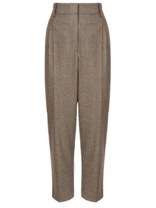 $1530 Brunello Cucinelli NWT Womens Black & Beige Patterned Wool Pant - Picture 1 of 10
