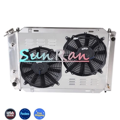 Radiador, cubierta y ventilador Fit 1975-93 Mercury Cougar/Lincoln Continental aluminio 4 filas Foto 1 de 4