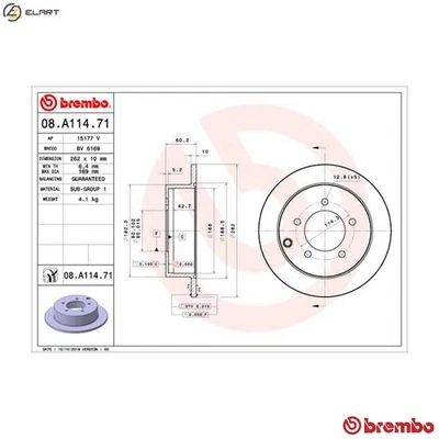 2x BRAKE DISC 08.A114.71 FOR MITSUBISHI GALANT/FORTIS/VIII/Sportback CEDIA 2.0L - Image 1 of 4