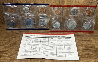 1987 P&D US Mint Set United States 10-Coin Uncirculated Set No Envelope - Image 1 of 4