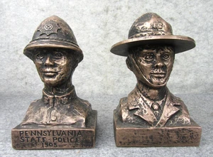 Vintage 1970s Memorial 1905 Pennsylvania State Police Book Bookshelf Bookends - Picture 1 of 17
