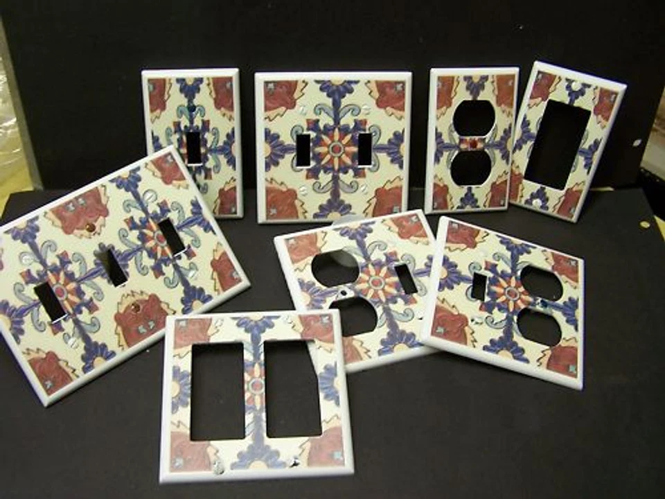 AZULEJO TALAVERA MEXICANO #26 IMAGEN INTERRUPTOR LUZ CUBIERTA PLACA PLÁSTICO Foto 1 de 1