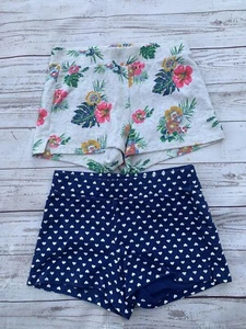 Lot of 2 Old Navy Girls Sz 10/12 Large Shorts Blue Heart Print and Floral Print - Picture 1 of 6
