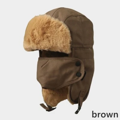 Hommes Hiver Russe Ushanka Bonnet Trappeur Lei Feng Chapeaux Casquette Masque - Photo 1/4