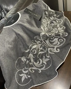 TAHARI NEW!!! BEADED 50" CHRISTMAS Tree Skirt DARK GRAY SILVER LUXE GORGEOUS! - Bild 1 von 11