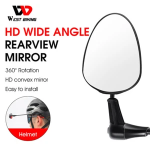WEST BIKING Wide Angle Bicycle Rearview Mirror 360 Degree Helmet View Mirror - Picture 1 of 10