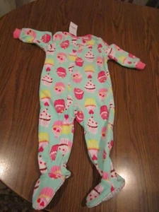 CARTER'S CUPCAKES 1 PC FLEECE FOOTED PAJAMAS SIZE 12 MONTHS - Picture 1 of 4