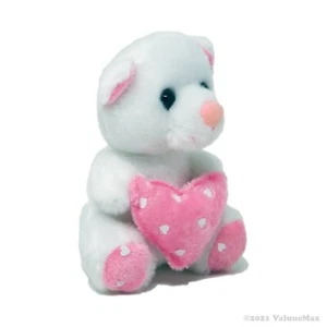 White Bear Pink Heart - 5" Stuffed Animal Toy, Great for Valentine's Day Gift - Picture 1 of 3