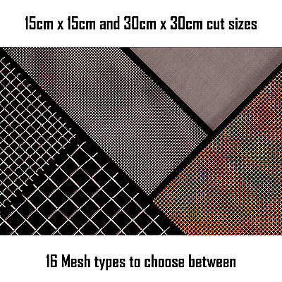 Woven Wire Mesh Sheet, 15cm And 30cm Square. Fine Screen - Heavy Duty Coarse • 2.99£