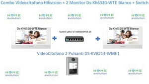 Combo Hikvision Videocitofono 2 tasti + 2x Monitor DS-KH6320-WTE +switch - Imagen 1 de 4