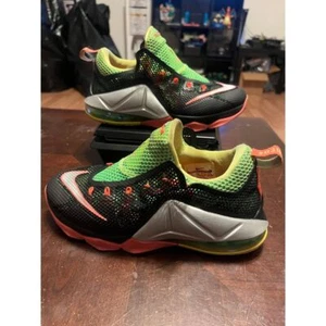 Nike LEBRON XII 12 Low GG Youth Shoes Size 5Y 744547-003 Black Green Silver - Picture 1 of 10