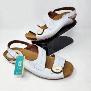Sergio Tomani Ada Leather Wedge Sandals Blanco 41 New - Picture 1 of 1