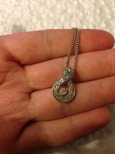 Gems TV 925 sterling silver necklace Infinity Diamond Gemstones pendant Chain - Picture 1 of 5