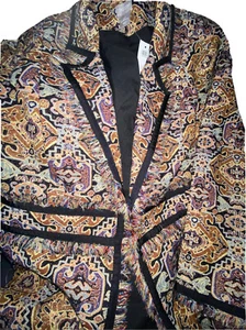 CHICOS 2P L NWT Petite Jewel Tones Sparkle Fringe-Trim Jacquard Topper Chico’s - Picture 1 of 6