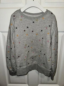 AG Adriano Goldschmied Kids Sweatshirt Sweater Stars Embroidered Gray Big Girl M - Picture 1 of 4