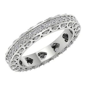 Designer Eternity Wedding Ring I2 H 1.52 Ct Round Diamond 14K White Gold RS 7.5 - Picture 1 of 6