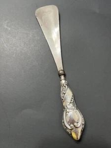 Antique Victorian Shoe Horn With Ornate Sterling Silver Handle 7 inches - Picture 1 of 4