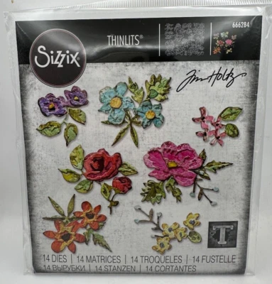 Sizzix Thinlits Dies, Brushstroke Flowers, Mini 666284