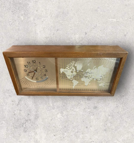 Vtg Modern Eames Era General Electric GE 8111 Model World Time Clock - Tested Cover