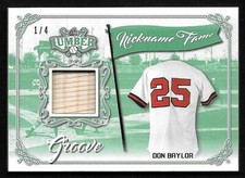 2021 Leaf Lumber Nickname Fame Emerald #12 Don Baylor Game Used Bat Relic #1/4