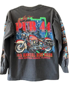 Vintage Softee Teejays Gillys Pub 44 Biker Patriotic Grunge Tshirt sz M  - Picture 1 of 6