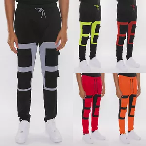 Mens Fashion Track Pants Square Block Stretch Skinny Fit Jogger Pants Casual - Bild 1 von 18