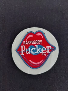Red Shaped Lip Sticky-Back Raspberry Pucker Patch, 1990s, New - Picture 1 of 2