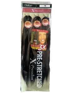 Outre X-Pression Pre-Stretched 3X Ultra Braid 42" Hair Extensions 1B - Picture 1 of 2
