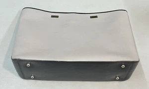 Bolso de Mano LO & SONS Sevilla 15” Taupe con Borde Negro 60% Cuero Solo CÁSCARA - Imagen 1 de 12