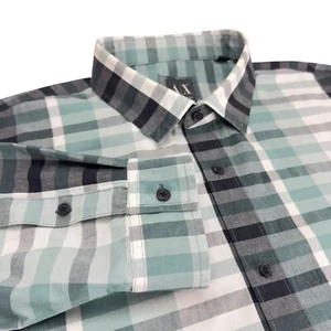 AX Armani Exchange Green White Block Check Cotton Casual Dress Shirt Men's XXL - Picture 1 of 17