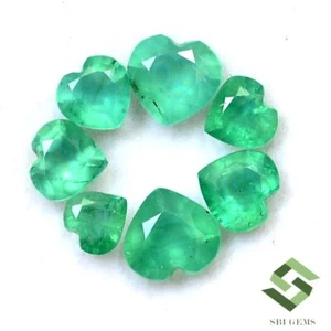 4x4 mm To 6x6 mm Natural Emerald Heart Shape Cut Lot 07 Pcs 2.94 CTS Loose Gems - Picture 1 of 5