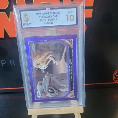 Star Wars Topps The Mandalorian -The Scary Cat Purple/75 MGC 10 Grogu The Child  - Image 1 of 4