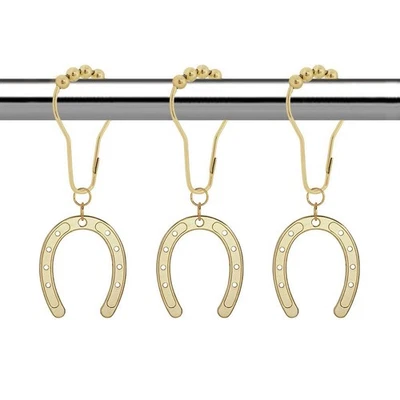 Anillos de ganchos de cortina de herradura dorada, 12 piezas a prueba de óxido decorativo vaquero showe... Foto 1 de 4