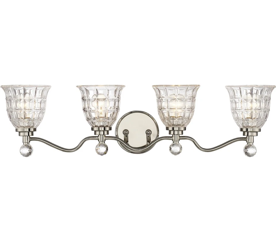 Tocador Birone Savoy House 8-880-4-109, 4 luces 240 vatios totales, níquel pulido Foto 1 de 1