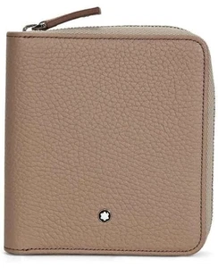 Nuevo Montblanc Meisterstuck 3cc Grano Suave Beige Cuero Cremallera Cartera 111217 - Imagen 1 de 1